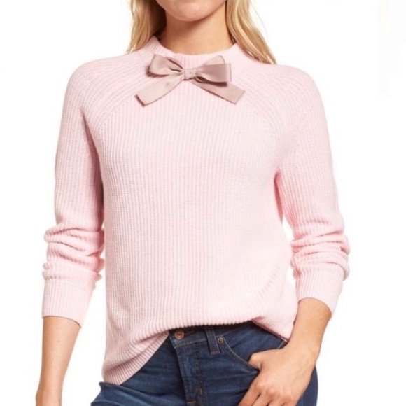 J. Crew Sweaters - J. Crew Pink Gayle Tie Bow Oversized Sweater Wool Blend Crew Neck Feminine Touch